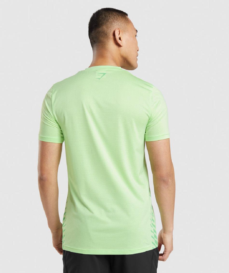 T Shirts Gymshark Deporte Stripe Hombre Verde | CO 3447EBC